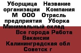 Уборщица › Название организации ­ Компания М, ООО › Отрасль предприятия ­ Уборка › Минимальный оклад ­ 14 000 - Все города Работа » Вакансии   . Калининградская обл.,Советск г.